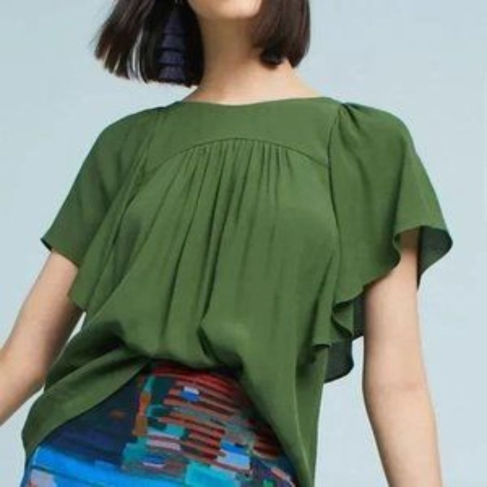 Anthropologie Maeve Green Blouse